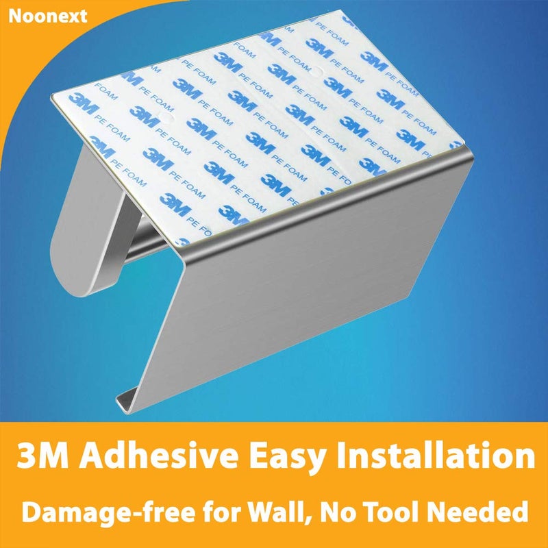 Noonext Adhesive Toilet Paper Holder with Shelf, Toilet Paper Roll Holder Wall Mounted, Fits Mega Roll, Stainless Steel Tissue Roll Dispenser Storage No Drilling (Brushed Nickel) - Image 5